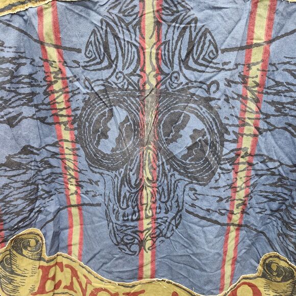 Project Red Outlaws England Shirt Mens XL Blue Striped Distressed Motorcycle - Picture 5 of 14